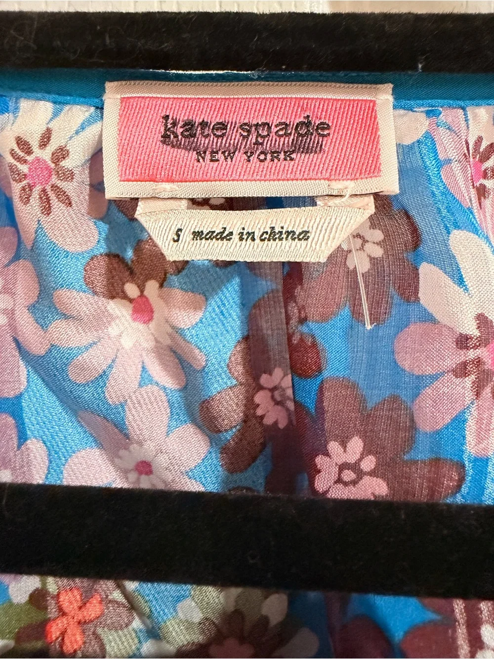Kate Spade Pacific Petals Silk Chiffon Blouse Aruba Blue Ruffle Small NWOT